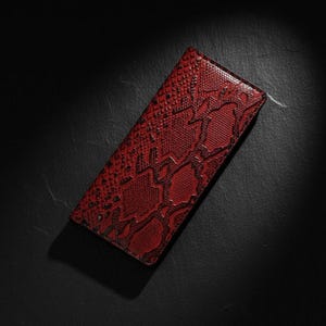 valentines day gift  Handcrafted Snakeskin & Leather Wallet: Slim Bifold Design