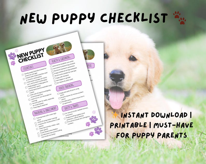 New Puppy Essentials Checklist: Printable Pet Care Guide (PDF Download ...