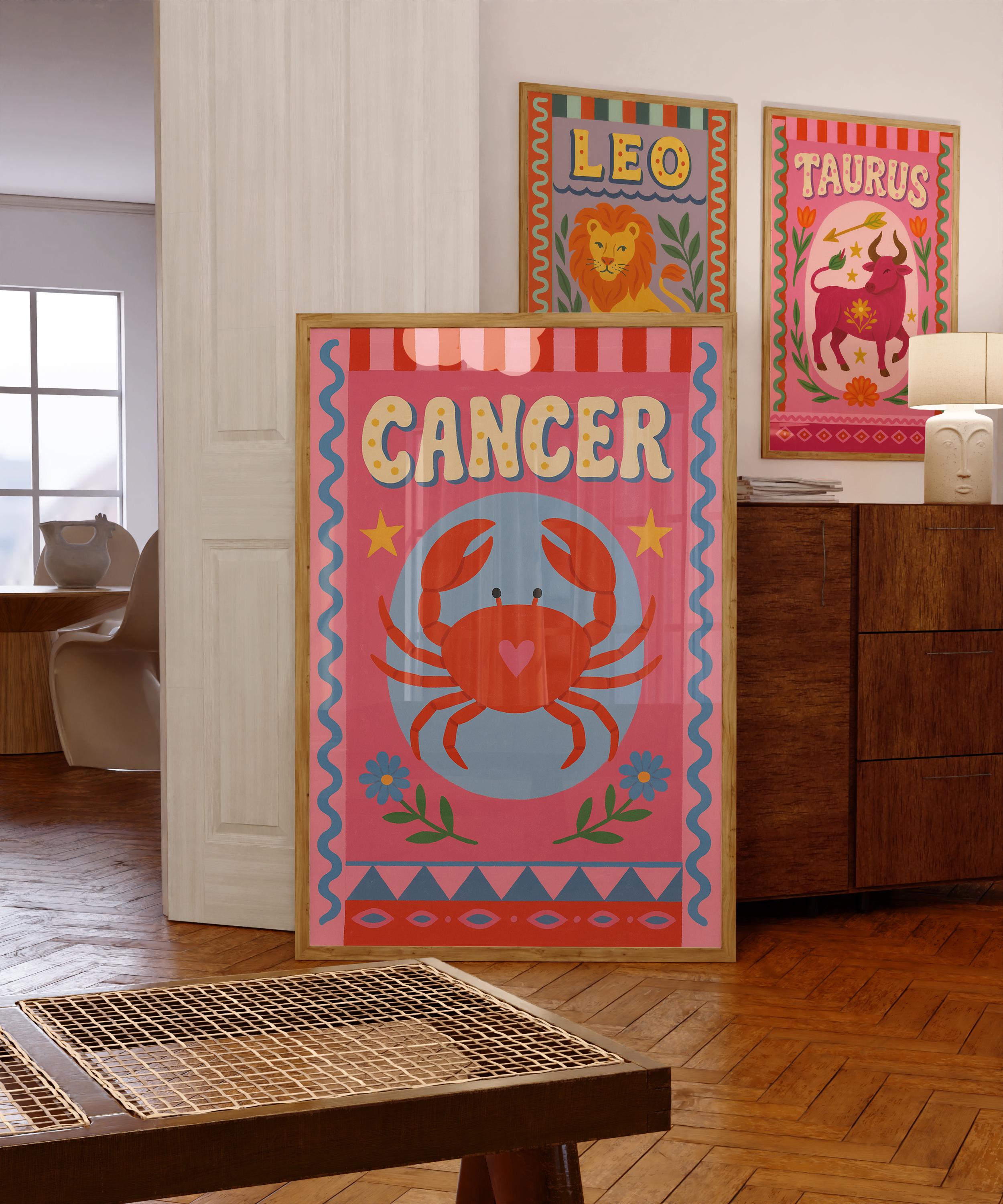 Cancer Poster Print, Cancer zodiac Wall Art, Astrology Print Poster, Gift for Cancer, Spiritual wall art, Birthday Gift, June birthday