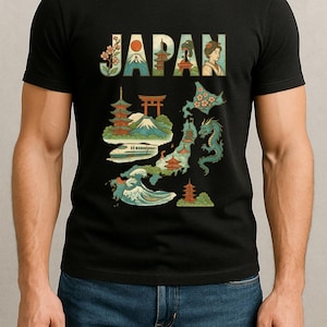 Camiseta de viaje vintage con mapa del país / Camiseta gráfica retro con un lugar emblemático para hombre