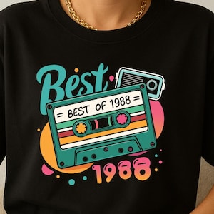 Retro Cassette Tape T-Shirt – &quot;Best of 1988&quot; / &quot;Best of 1990&quot; – Vintage Music Lover Gift, 80s 90s Nostalgia Tee