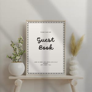 Modern Black and White Guest Book Sign Wedding Template (Canva Editable, Digital Download