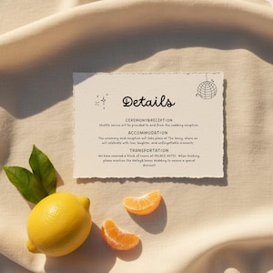 Editable Wedding Details Card Template: Hand Drawn Whimsical Invitation Insert (Canva, Digital Download) BW1