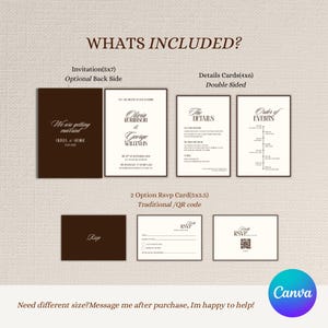 Luxe Espresso Trouwuitnodigingsset, Elegant en Tijdloos Pakket (Canva Sjabloon) afbeelding 7
