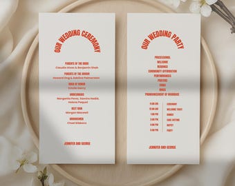 Retro Wedding Program Template, Bold Colorful Fun Bright Vintage ...