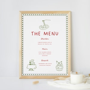 MENU, Wedding Handwritten Menu, Printable Dinner , Printable Table Decor |Fun Doodle Hand Drawn Illustrated Color | Event  | Unique Drawings