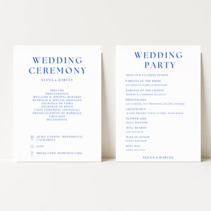 Hand Drawn Wedding Program Template, Illustrated Wedding Program, Whimsical Wedding Day Timeline, Order of Service Events,Canva Template