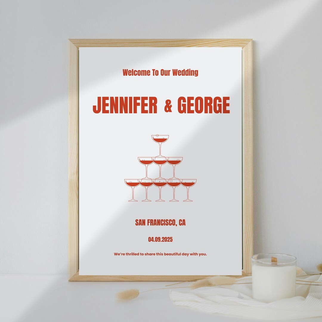 Retro Welcome Sign Wedding, Old Money Welcome to Our Wedding Template ...