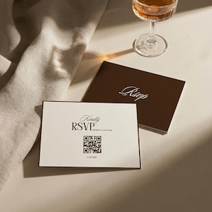 Luxe Espresso Trouwuitnodigingsset, Elegant en Tijdloos Pakket (Canva Sjabloon) afbeelding 6