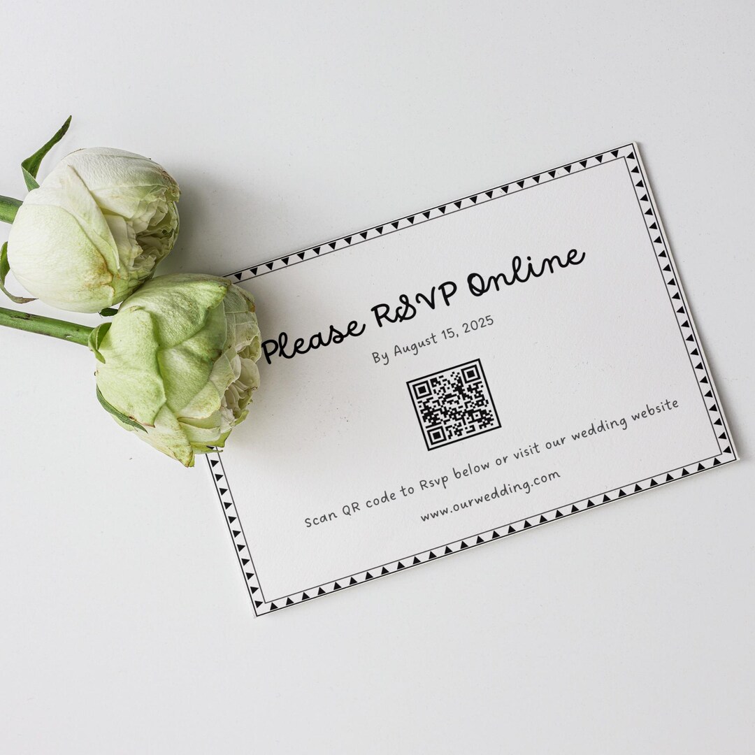 QR Code Response Card Template, RSVP Online, Modern Wedding Reply Card ...