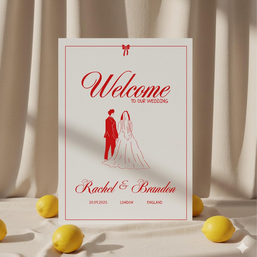 Old Money Welcome Sign Wedding Template: Hand Drawn, Elegant Editable ...