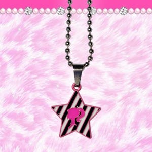 Barbie Gyaru Y2K Mcbling Stripy Star Ballbead Necklace