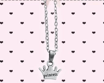 Princess Crown Necklace, Stainless Steel Rope Chain