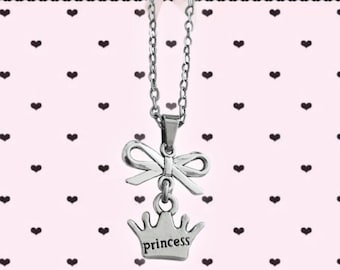 Princess Crown Necklace, Stainless Steel Y2K Charm