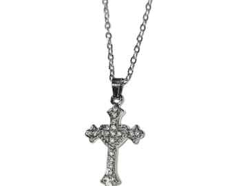 Rhinestone Mcbling Gothic Cross Necklace