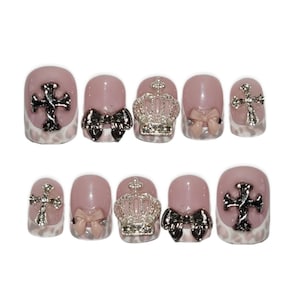 Coquette leopard print 3D Charm Press On Nails
