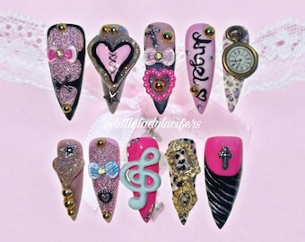 3D Charm Gyaru Y2k Animal Print Mcbling Press On Gel Nails