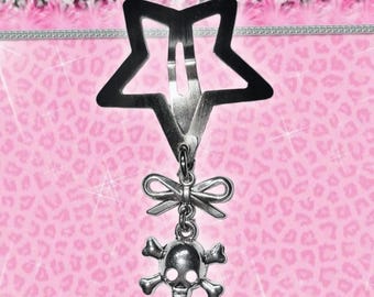 Gothic Skull Coquette Bow Star Hairclip
