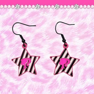 Barbie Y2K Mcbling Gyaru Stripy Star Earrings