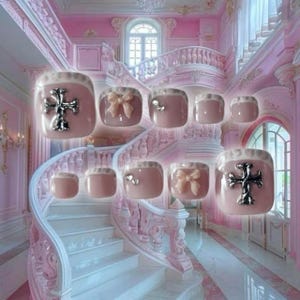 Uñas postizas con estampado de leopardo Cottage FairyCore Coquette