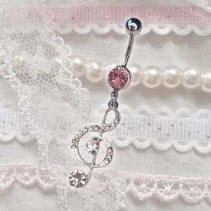 Crystal Music Note Y2k Coquette Trashycore Belly Bar