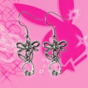Playboy Bunny Y2K Mcbling Gyaru Coquette Bow Earrings