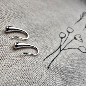 925 Silver Drop Earrings – Minimalist Hook Earrings | Handmade Silver Jewelry | Modern & Elegant | Gift for Her