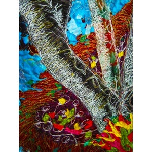 Natures Splendor Impressionistic thread painted fiber art quilt ready to ship image 4