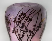 Vintage Cameo Art Glass Vase Schneider France Tree Pattern As Seen