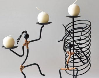 Vintage Candle Holders Figural Wire Laurids Lønborg Gunnar Flørning Design Napkin Rack