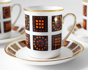 Vintage Cup and Saucer Set Coffee Can Mod Geometric Marrakesh Range Windsor England