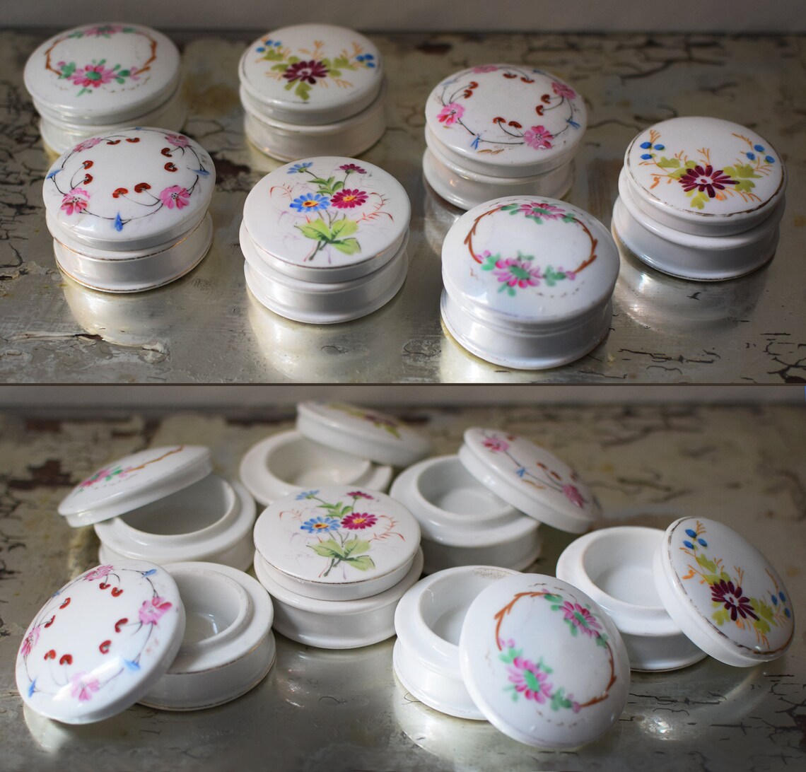 Vintage Vanity Jar Hand Painted Floral Porcelain Powder Box Etsy