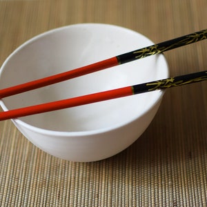 Vintage Chopsticks Chinese Lacquer Red Black Chinoiserie image 2