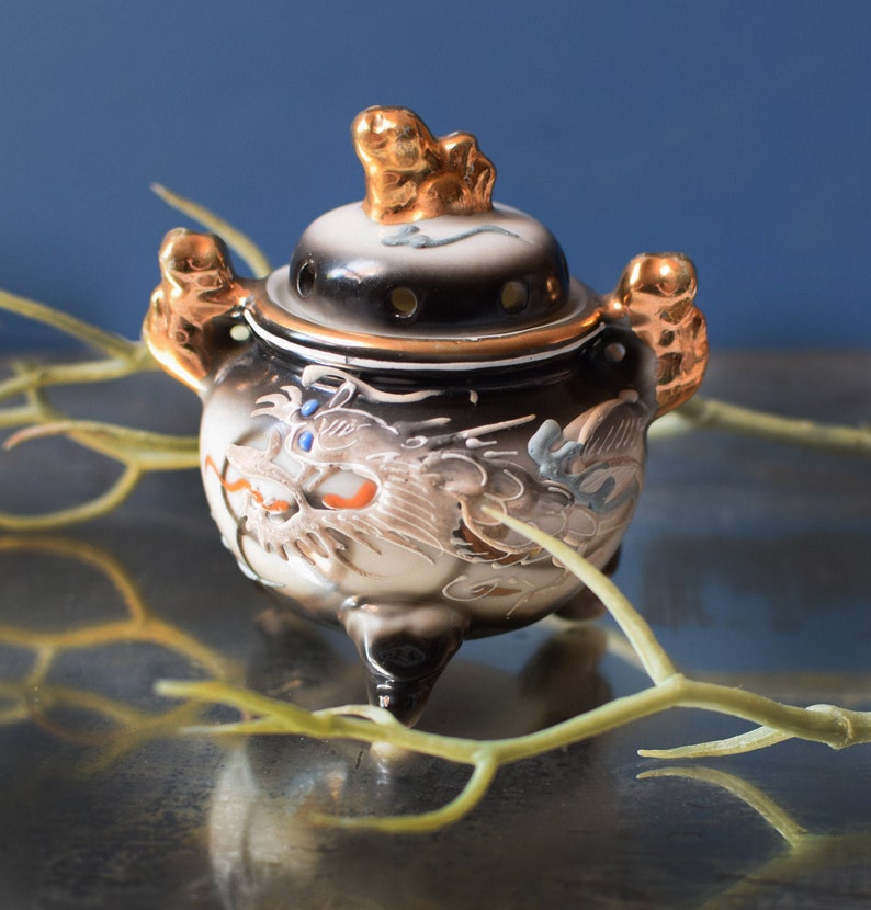 Vintage Incense Burner Japanese Moriage Dragonware Etsy