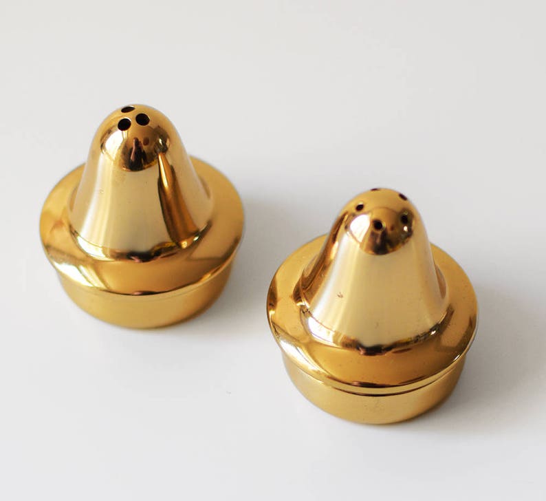 Vintage Gold Metal Salt and Pepper Shakers Dirilyte Dirigold