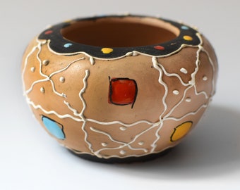 Vintage Studio Pottery Bowl Vase Artigiana Deruta Italy 5cm