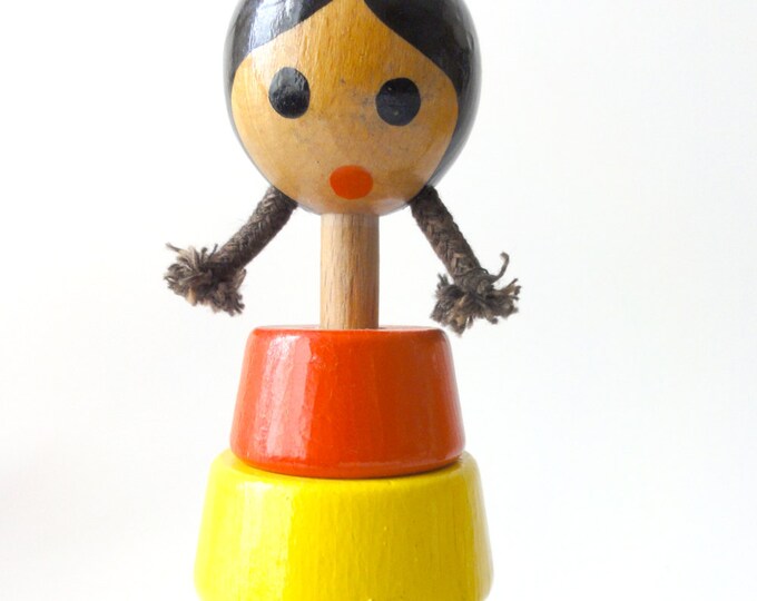 Vintage Wooden Stacking Toy Little Girl Etsy