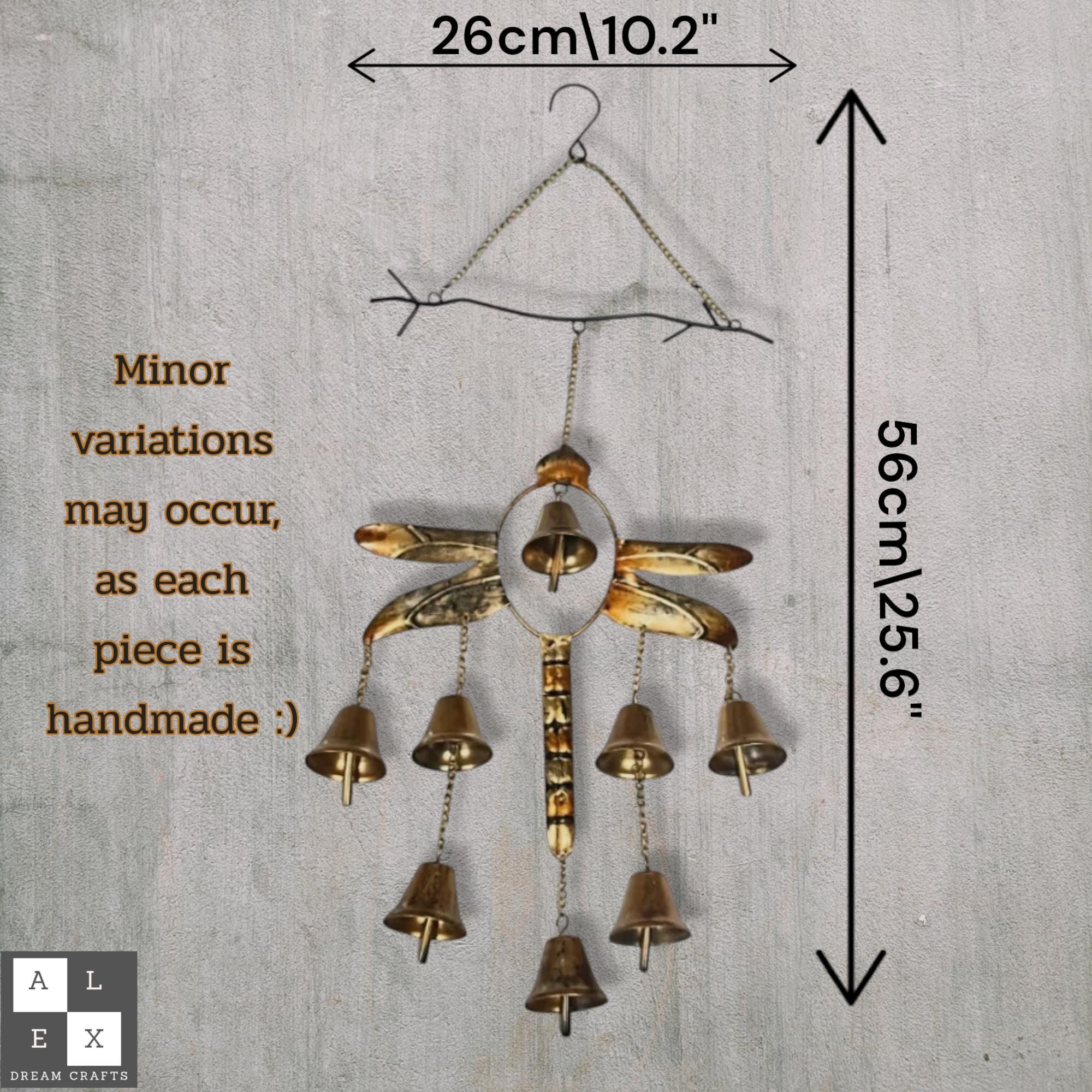 Dragonfly Wind Chime Metal Yard Art – Outdoor Garden Decor, Hanging Rustic Mobile for Patio, Porch or Fence, Gift for Nature Lovers