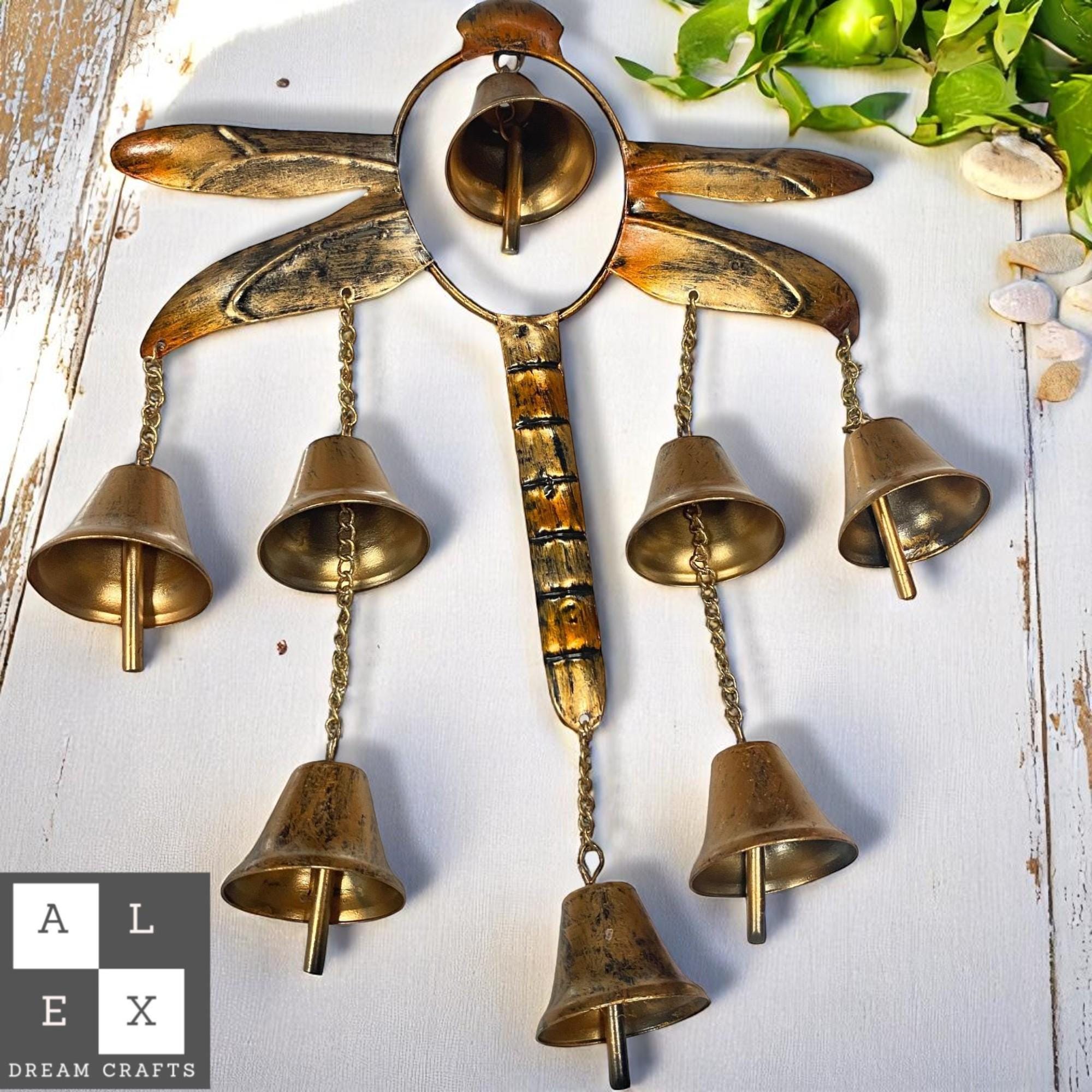 Dragonfly Wind Chime Metal Yard Art – Outdoor Garden Decor, Hanging Rustic Mobile for Patio, Porch or Fence, Gift for Nature Lovers