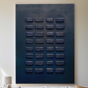 Peinture à l'huile texturée 3D bleu wabi-sabi sur toile art minimalisme neutre peinture à l'huile pour art mural 3D plus grand texturé
