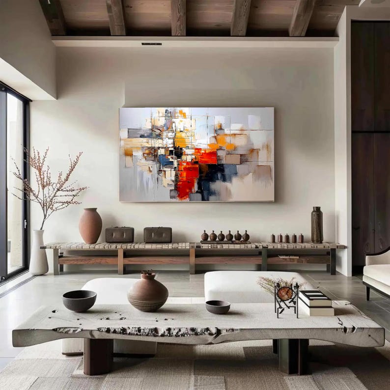 Large Abstract Oil Painting on Canvas Modern Wall Art for Living Room ...