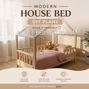 Bauplan für ein Montessori-Einzelbett | Kinderbett | PDF-Bauplan | Bettgestellplan