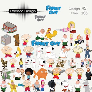 Ensemble de personnages de dessins animés Moovie Family Guy, Svg-png-Pdf, gros paquet \ Anniversaire \ Fête \ Dessin animé \ Moovie \ T-shirt \ Sweat à capuche \ Tasse \ Poster