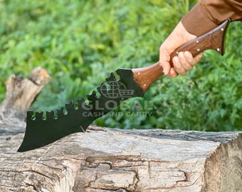 Handgemaakte mystieke machete | Handgesmeed mes | Traditioneel mes | Campingmes voor buiten met leren foedraal, kerstcadeau, stalknecht