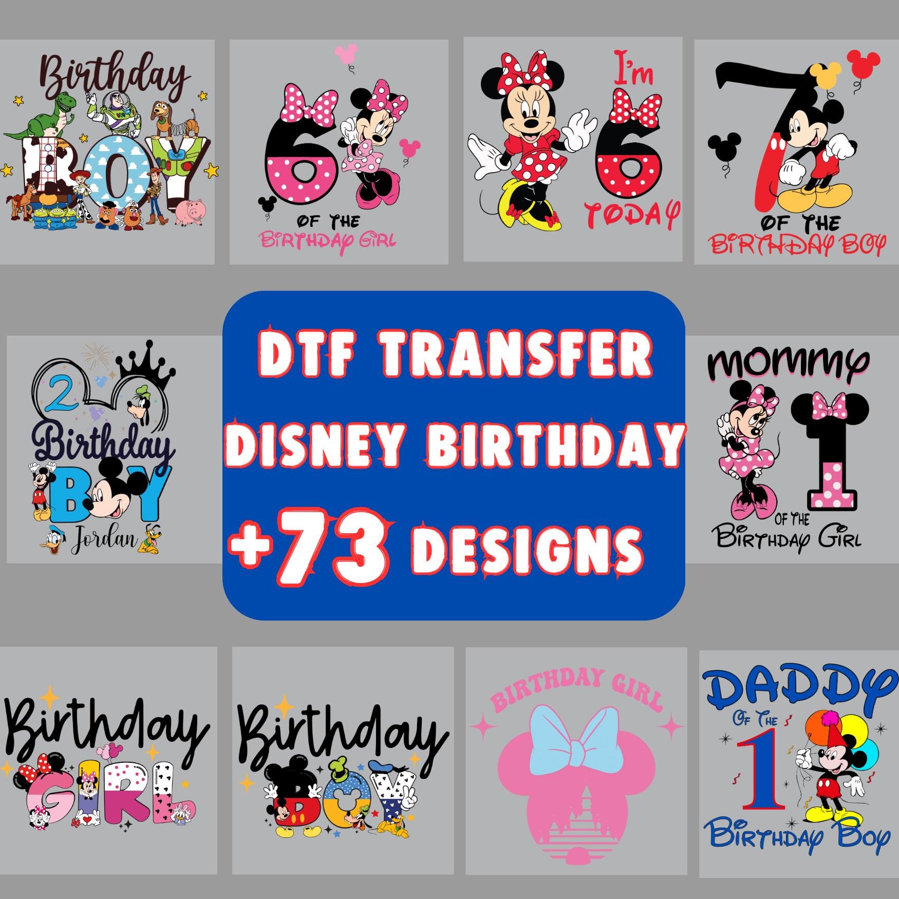 DTF Transfer Iron on Press, Custom Mickey Mouse Birthday DTF Shirt, Personalized Kids Birthday Outfit, Mickey Clubhouse Birthday Party Tee