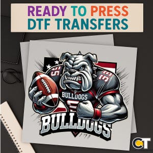 Bulldogs Football DTF Transfer: Fierce Mascot Iron-On Decal