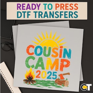 Cousin Camp 2025 DTF Transfer: Colorful Family Reunion Iron-On