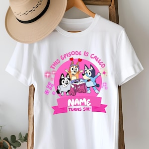 Custom Bluey Birthday Shirt, This Episode Is Called Tee, Personalized 6th Birthday Girl Shirt, Cartoon Party Toddler T-Shirt