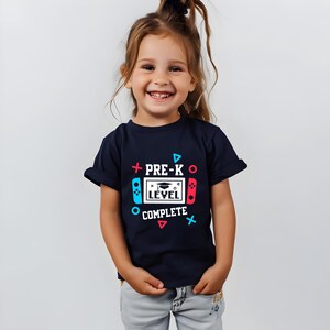 Pre-K Level Complete Shirt for Kids, Graduation Gaming Tee, Toddler Preschool Gamer Shirt, End of School Year Gift for Boys & Girls