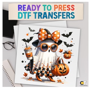 Trendy Ghost Girl DTF Transfer: Spooky Halloween T-Shirt Design